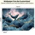 thumbnail image 3 of Peel and Stick Wallpaper Waterproof Decorative Cloud Whale Whales Ranges Clouds Night Sky Gold Wall Mural Decor Self Adhesive and Removable 100in x 144in, 3 of 8