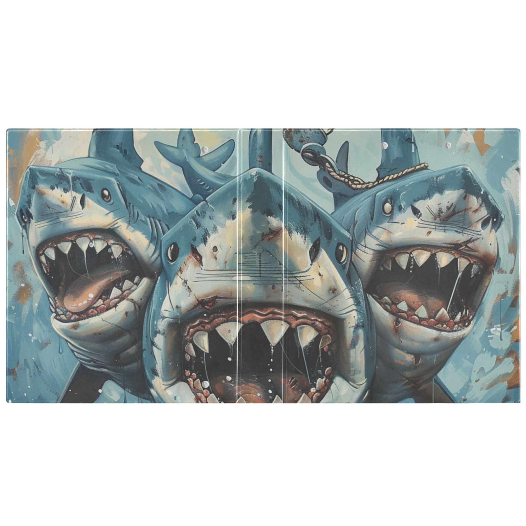 Anchors Sharks 3 Ring Binders 1.5 inch Hardcover File Folders with Interior Pockets A4 Size Organizer for School Office Hospital