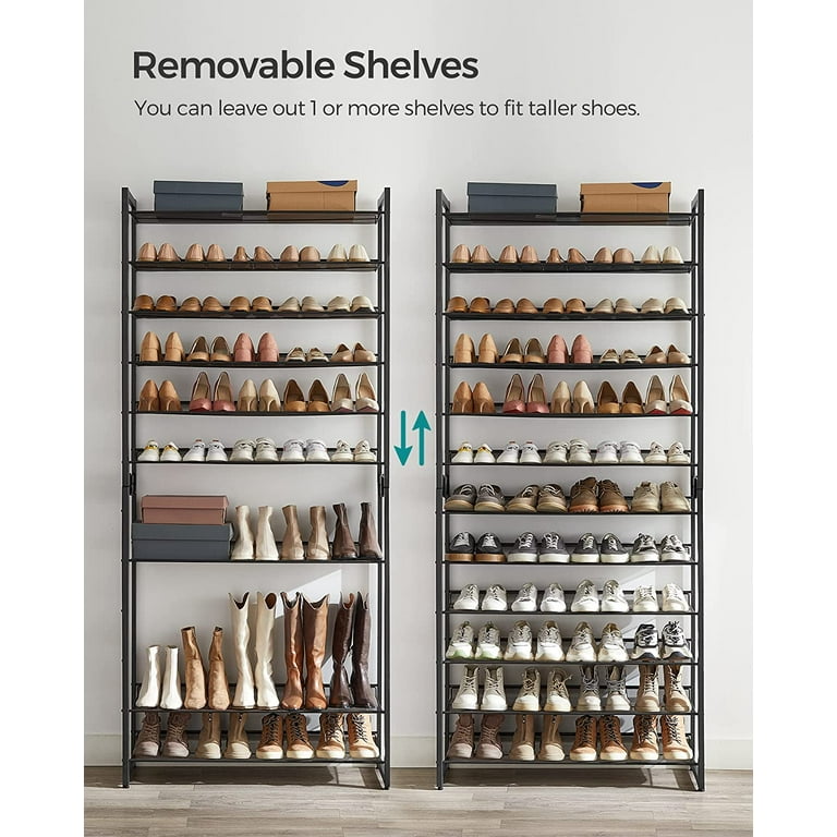Shoe Rack 12 Tier Tall Metal Shoe Storage Organizer for Closet Entryway Garage Set of 2 6 Tier Big Stackable Shoes Rack Shelf Adjustable Feet