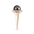 thumbnail image 3 of Angara Tahitian Cultured Pearl and Blue Diamond Ring in 14K Rose Gold for Women | June Birthstone Jewelry for Her, 3 of 8