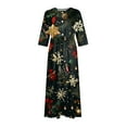 thumbnail image 5 of Christmas Dresses for Women Ladies Fashion Christmas Print Lapel Button-Down Seven-Quarter Cuff Strap-Up Dress for Christmas Party,Green,L, 5 of 5