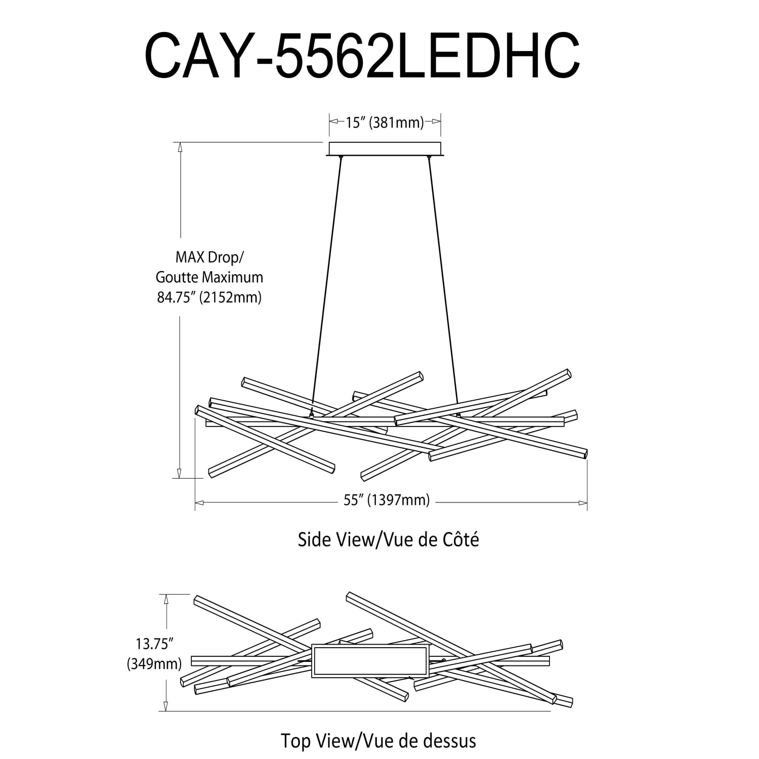 Dainolite 62W LED Carly Chandelier Aged Brass