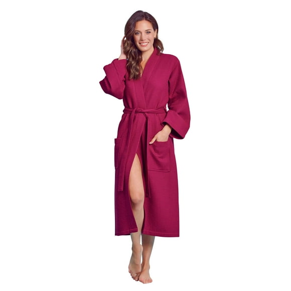 Luxurious Robe Soft Absorbent Lightweight Long Kimono Waffle Spa Bathrobe for Women