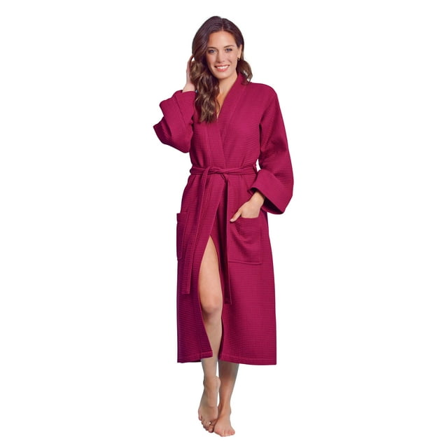 Luxurious Robe Soft Absorbent Lightweight Long Kimono Waffle Spa Bathrobe for Women