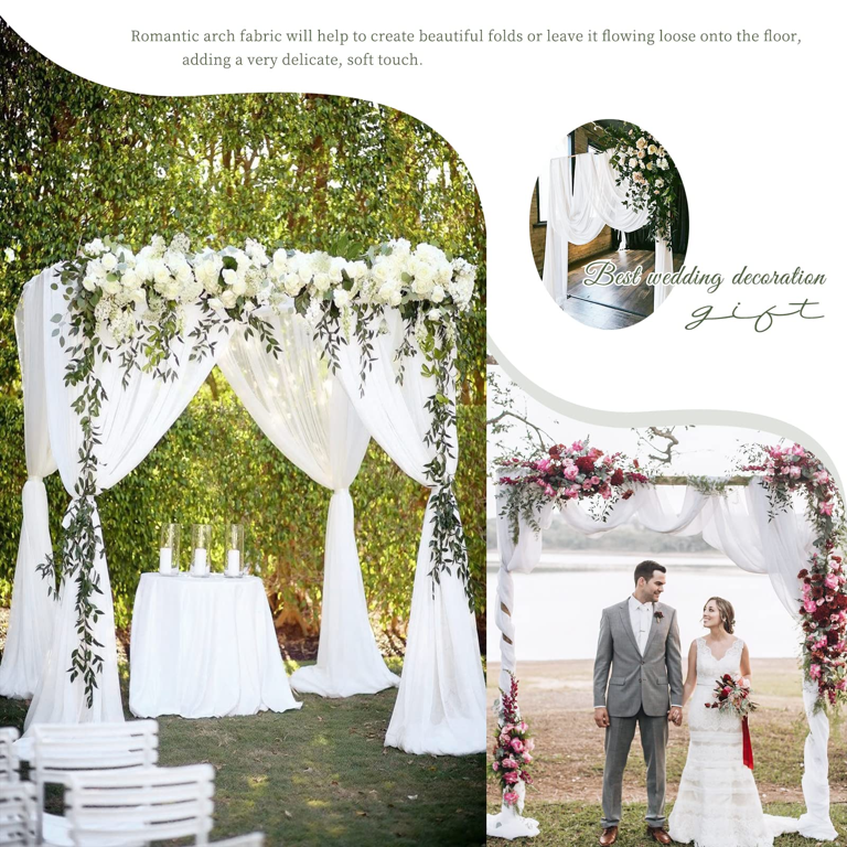 Wedding Arch Draping Fabric,4 Panels 28x20ft White Wedding Arch