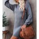 thumbnail image 4 of Mini Vestido Suéter Cuello Alto Manga Larga Moda Elegante Otoño Invierno Vestido Suéter De Punto Para Citas Gris S, 4 of 8