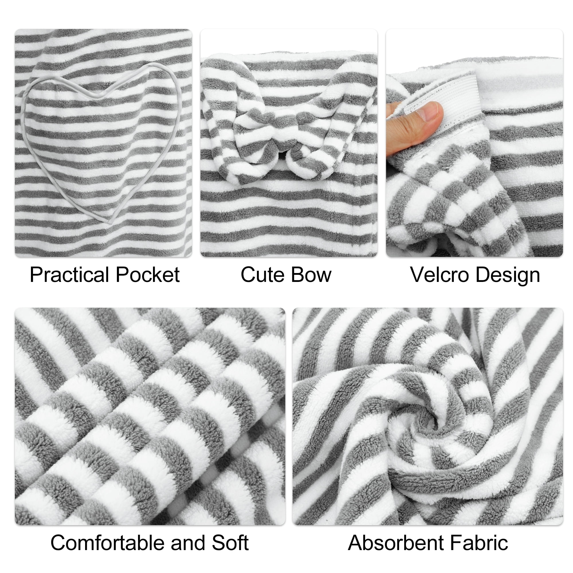 Unique Bargains Shower Wrap Towel for Women Coral Fleece 1 Pc Gray