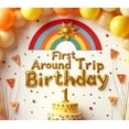 thumbnail image 5 of LUUFILx First Trip Around the Sun Backdrop Banner Colorful Birthday Decorations Photography Props Party Supplies Background Kids Celebration, 5 of 9