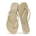 thumbnail image 1 of Sandalias tipo flip flop de cuero vegano con espuma viscoelástica Project Cloud, color dorado, 1 of 5