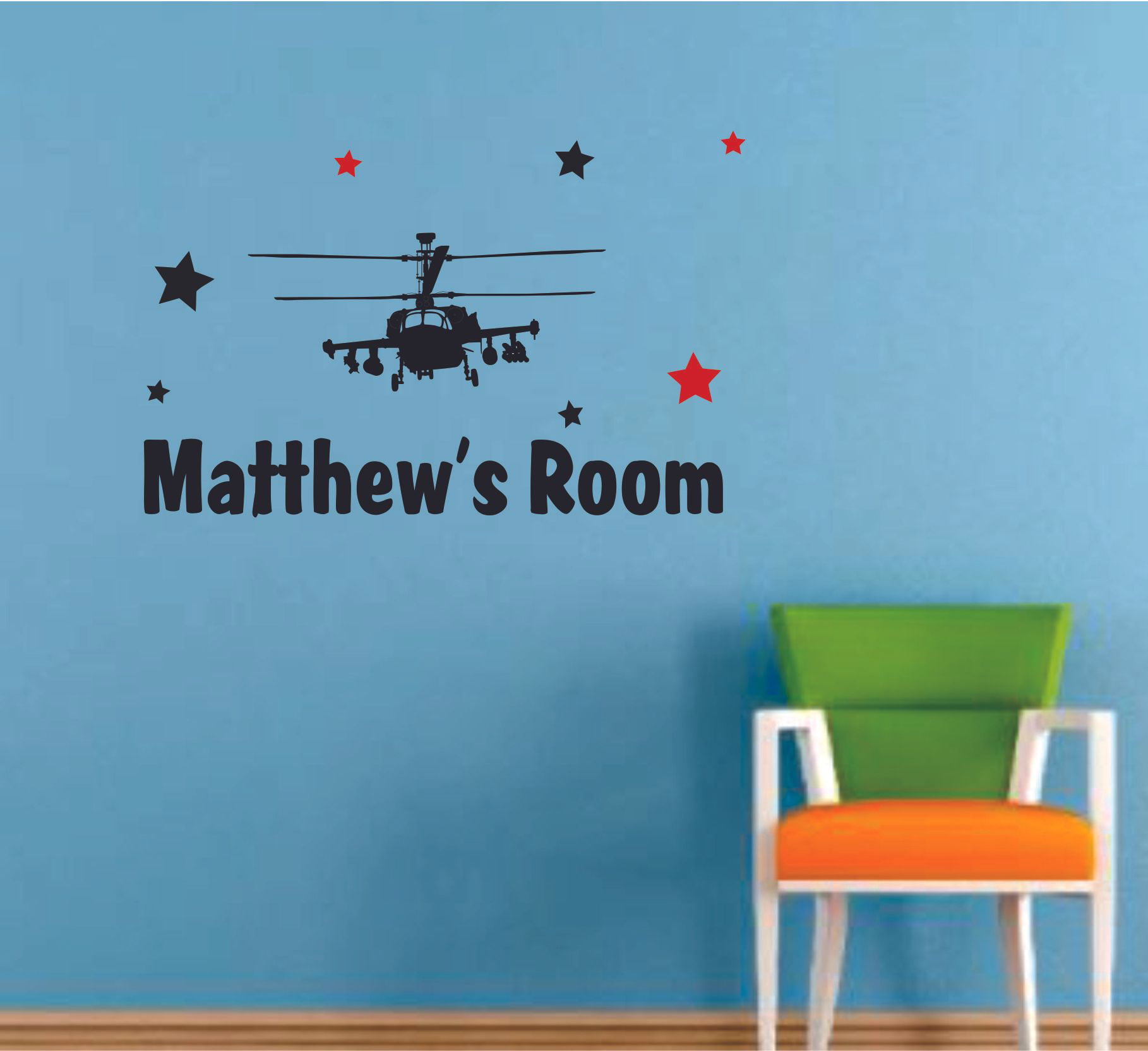 Airplanes Helicopter Aircraft Wall Custom Name Vinyl Wall Decal Sticker Room 