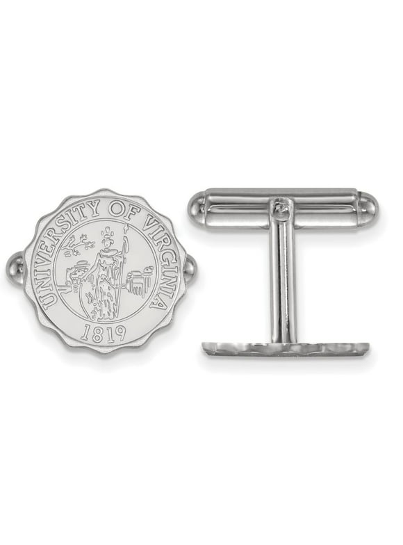 Beautiful Sterling Silver Rh-plated LogoArt University of Virginia Crest Cuff Link