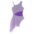 thumbnail image 5 of YEAHDOR Womens Ballet Gymnastics Leotard Sleeveless Rhinestones Wide Shoulder Strap Lyrical Dance Bodysuit Light Purple L, 5 of 7