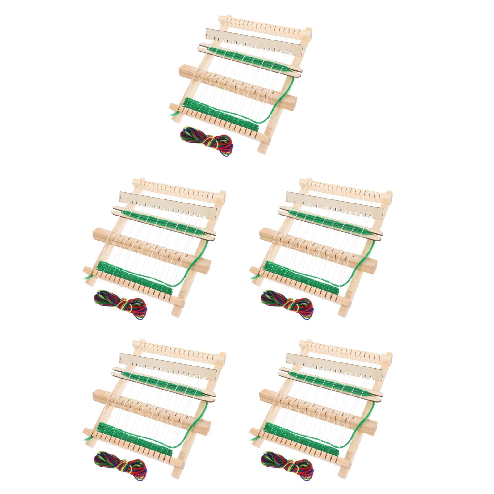 Masteelf 5 Sets DIY Weaving Loom Portable Handmade Knitting Machine Wooden Frame Craft Weaving Tool for Yarn and Bracelet Creative Weaving Toy
