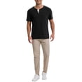 thumbnail image 2 of Camisetas Henley para hombres INSPIRE CHIC, casuales de verano, de manga corta, con botones, camiseta básica, negra, 2 of 6