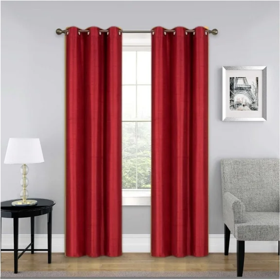 Gorgeous Home Linen 100% Blackout Window Curtain Drapes For Bedroom Living Room Burgundy Noa Set of 2 panels 35" wide X 84" long