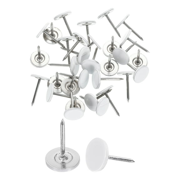 30Pack Push Pins, 11mmx17mm Round Flat Head Decorative Thumb Tacks, White
