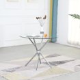 thumbnail image 2 of Dining Table Modern Kitchen and Dining Table with Glass Top and Stainless Steel Base, 2 of 7