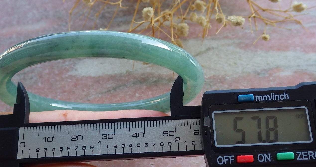 Icy Green Natural A JADE Jadeite Circle Bangle Bracelet 58 mm 683879 TN