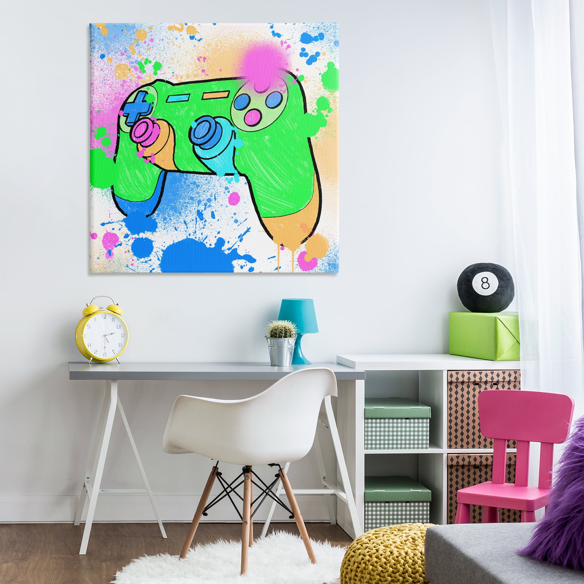 Stupell Industries Splattered Game Controller Entertainment Painting Wrapped Canvas Art Print Wall Art, 36 x 36