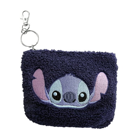 Disney-Stitch Terry Cloth Zip-Up Keychain Charm Pouch