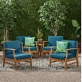 thumbnail image 2 of GDF Studio Abena Outdoor Acacia Wood Club Chairs with Cushions, Set of 4, Teak and Blue, 2 of 10