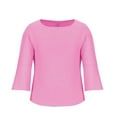 thumbnail image 4 of Odeerbi Shirts for Women Oversized T-Shirts Long Sleeve Fashion Casual Solid Color Round Neck Loose Top Blouse Hot Pink, 4 of 8