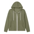 thumbnail image 3 of Women's Beach Cover Up Hooded Linen Shirts Long Sleeve Deep V Neck Solid Color Pocketed Vacation Bikini Coverup Tops Green XXL, 3 of 7