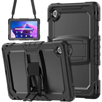 SEYMAC Lenovo Tab M10 3rd Generation 10.1 inch 2022 (TB-328) Case - Shockproof Tablet Case with Screen Protector, 360° Rotatable Kickstand and Hand Strap, Shoulder Strap and Pen Holder - Green