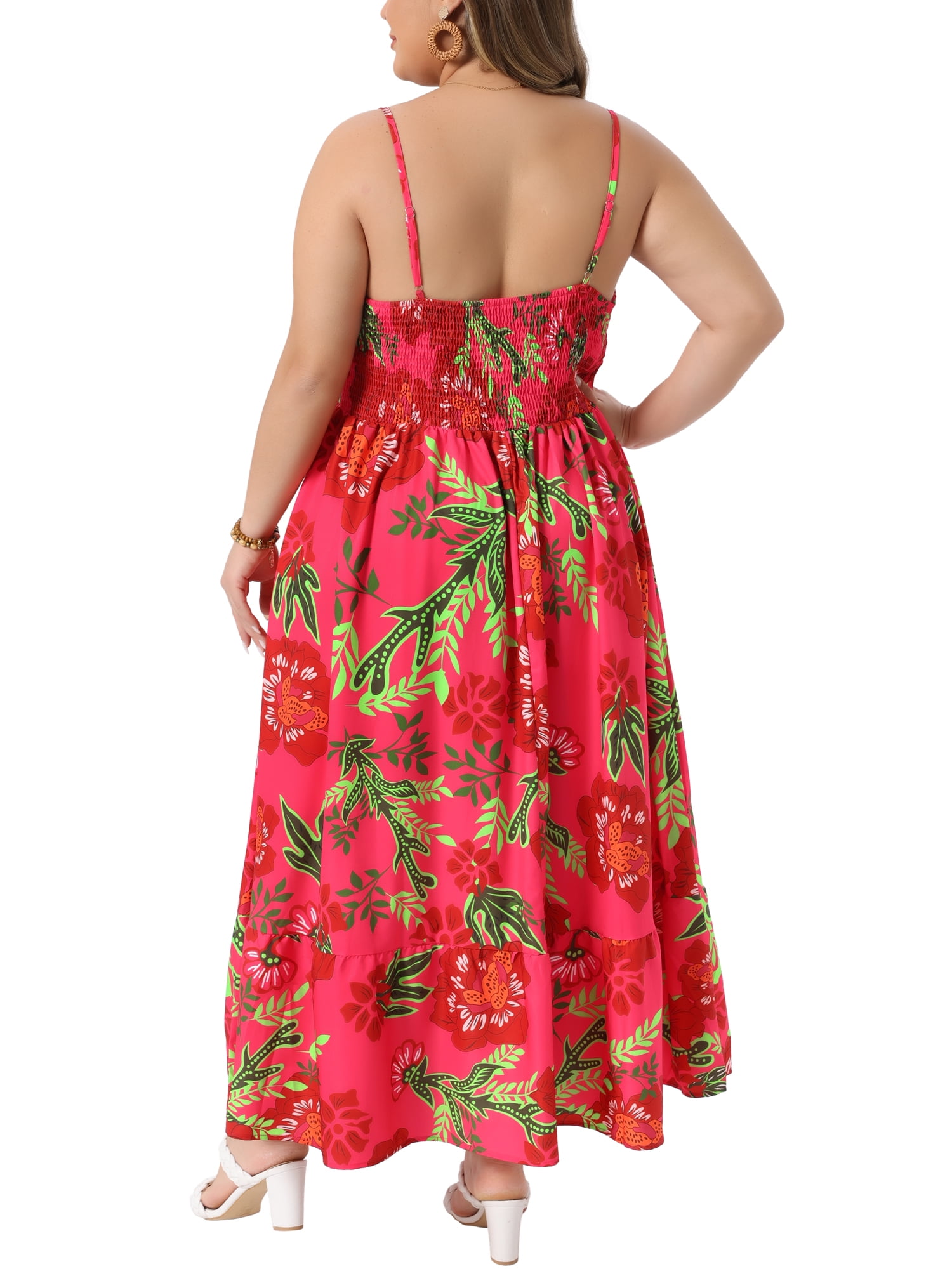 DARING DIVA Women's Plus Dresses V Neck Floral Cami Maxi Dress 3X Red