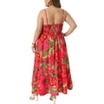 thumbnail image 4 of Agnes Orinda Women's Plus Size Dresses Floral Back Smocked V Neck Sleeveless Summer Casual Maxi Cami Dress 2X Red, 4 of 5
