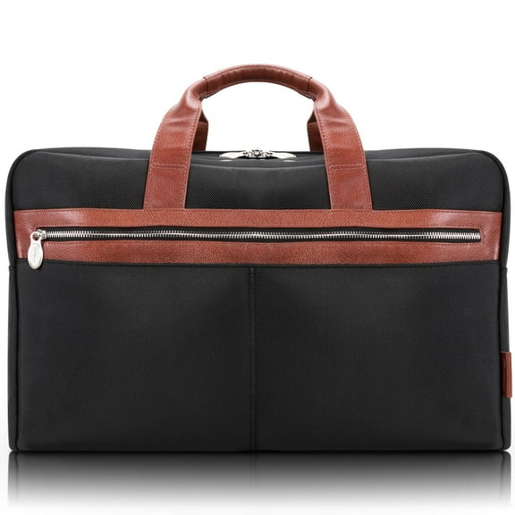 U Series | WELLINGTON | 21" Nylon, Two-tone, Dual-Compartment, Laptop & Tablet Carry-All Duffel - Black