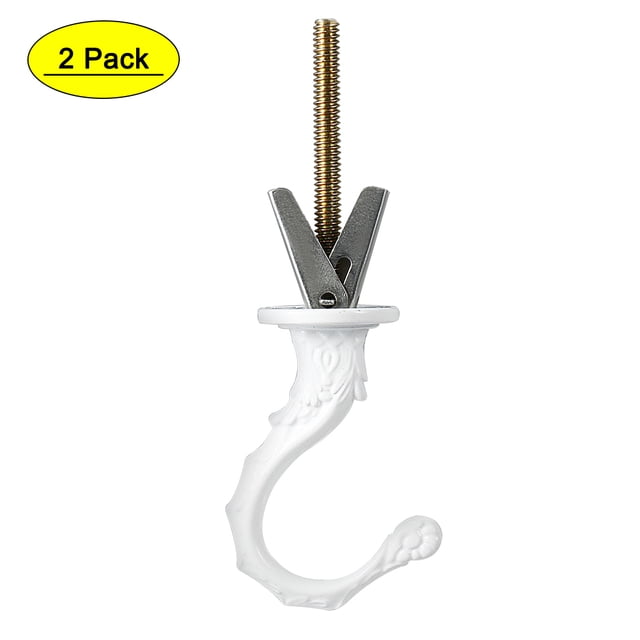 Kit de gancho de metal Uxcell para colgar cestas de plantas interiores, tornillo de techo blanco, 2 piezas