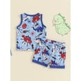 thumbnail image 4 of Nygoyerh Toddler Baby Boys 4th of July Shorts Sets Dinosaur Print Sleeveless Tank Tops with Elastic Waist Shorts 0-3T Infant Summer Outfit for Independence Day, 4 of 8