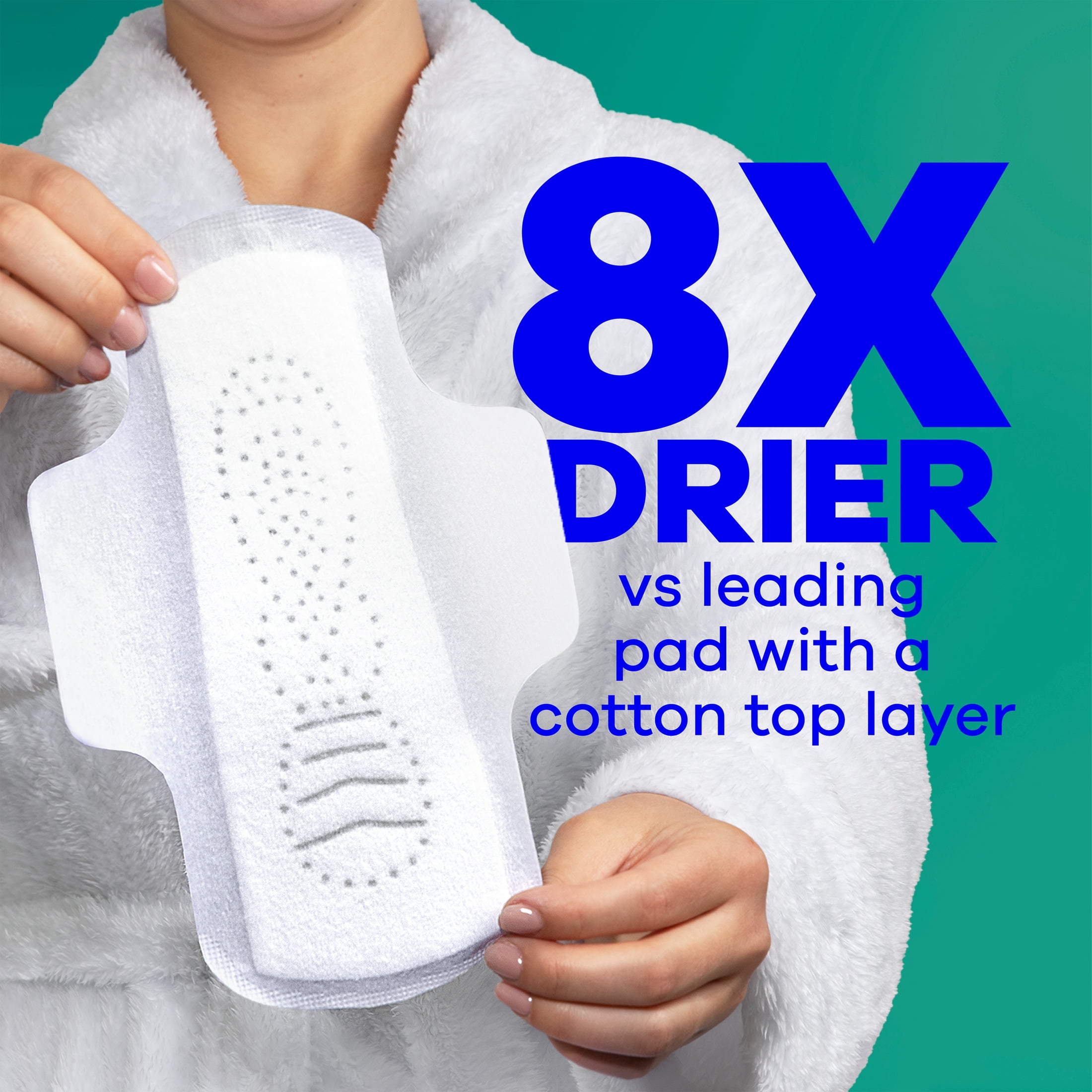 (3 pack) Always Pure Cotton Pads with Organic Top Layer, Size 4 Pads with Wings, Overnight, Heavy Absorbency, 20 Count
