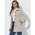 thumbnail image 2 of INSPIRE CHIC Manteau Long d'Hiver pour Femme à Col Peter Pan, à Simple Boutonnage, Kaki Foncé, TG, 2 of 5