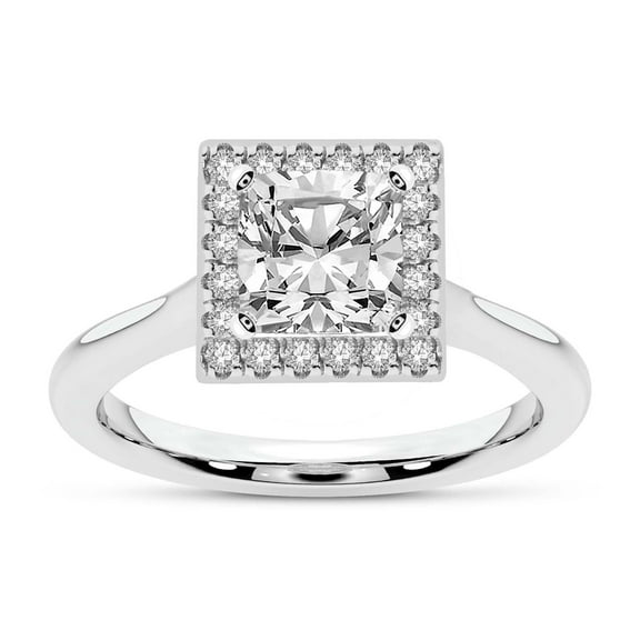 IGI Certified 1 Carat Cushion Shape Lab Grown Diamond Engagement Ring | 14K White Gold | Harriet Halo Diamond Ring | FG-VS1-VS2 Quality Friendly Diamonds