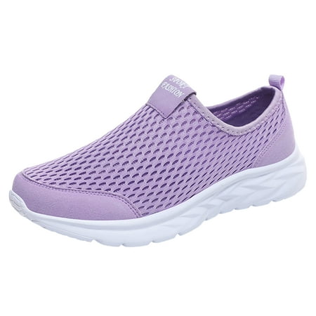 Gvdentm Women s Fashion Casual Mesh Lightweight Slip on Sneakers Loafers Shoes Purple  9