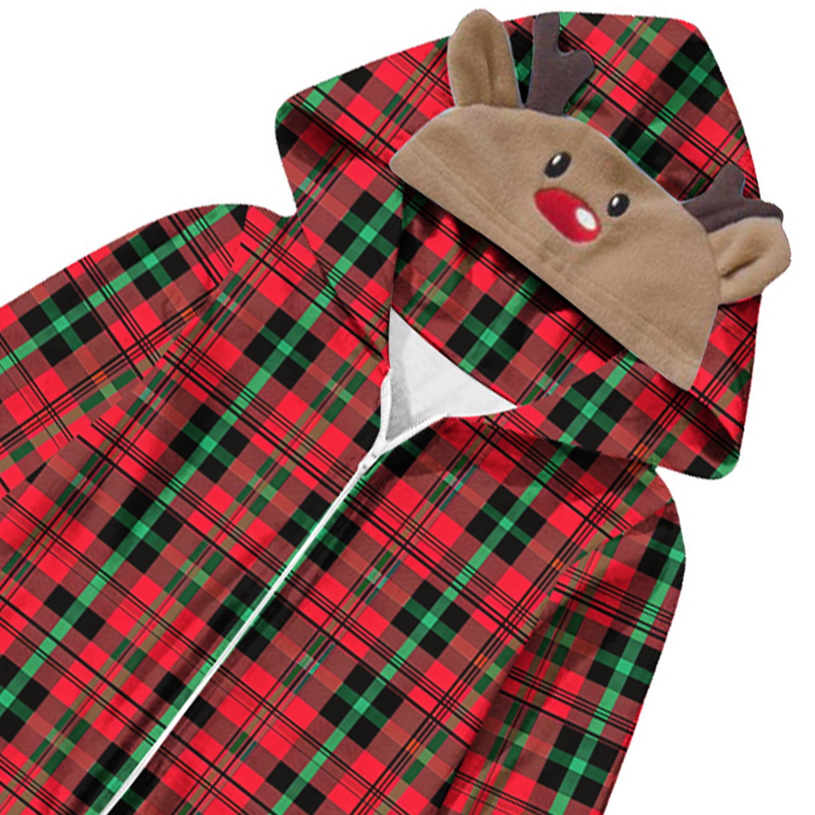 WREESH 2025 Mens Plaid Hooded Onesie Christmas Family Matching Pajamas Cozy Fleece Loungewear Long Sleeve Holiday Sleepwear Set