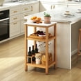 thumbnail image 4 of Gymax 3-Tier Patio Wood Storage Cabinet w/ Marble-Like Countertop 2 Slatted Shelves, 4 of 10