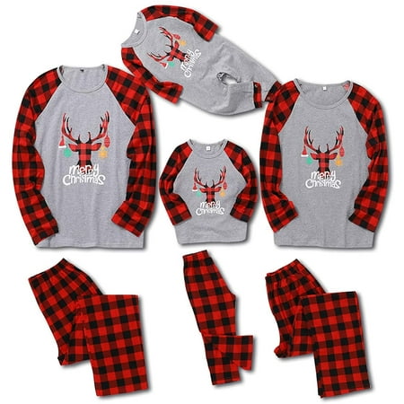

CARETOO Christmas Family Pajamas Matching Sets Classic Plaid Xmas Deer Sleepwear for Family Mens Womens