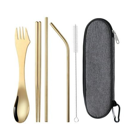 

KIHOUT Deals Three In One Knife Fork Spoon Set Outdoor Travel Portable Tableware Set