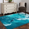 thumbnail image 4 of Welcome to Summer Washable Area Rugs 3'x5', Blue Shark Ocean Animal Watercolor Low Pile Throw Living Room Rug Non-Slip Sturdy Edge Binding Carpet for Indoor Entryway Bedside Kitchen, 4 of 9
