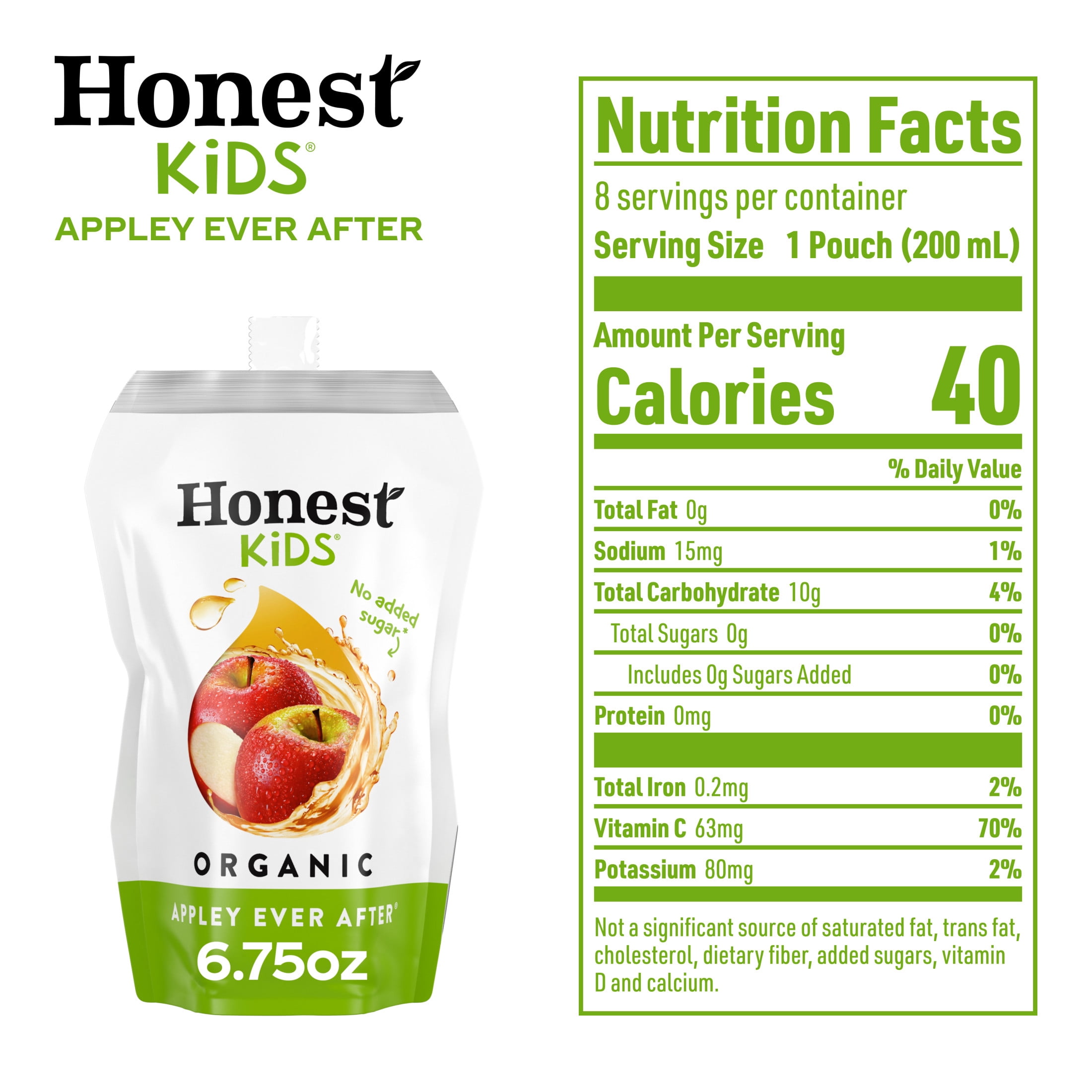 Honest Kids Appley Ever After Organic Juice Drink Pouches, 6.75 fl oz, 8 Pack