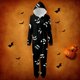 thumbnail image 1 of Family Halloween Pjs Matching Sets Halloween Print Long Sleeve Zippered One Piece Pajama Hooded Jumpsuit Winter Halloween Pjs Family Set, 1 of 4