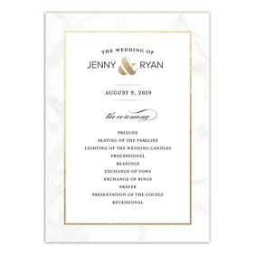 Personalized Wedding Program Classic Marble 5 X 7 Flat