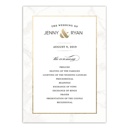 Personalized Wedding Program Classic Marble 5 X 7 Flat Deluxe