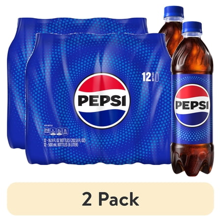 (2 pack) Pepsi Cola Soda Pop, 16.9 fl oz, 12 Pack Bottles