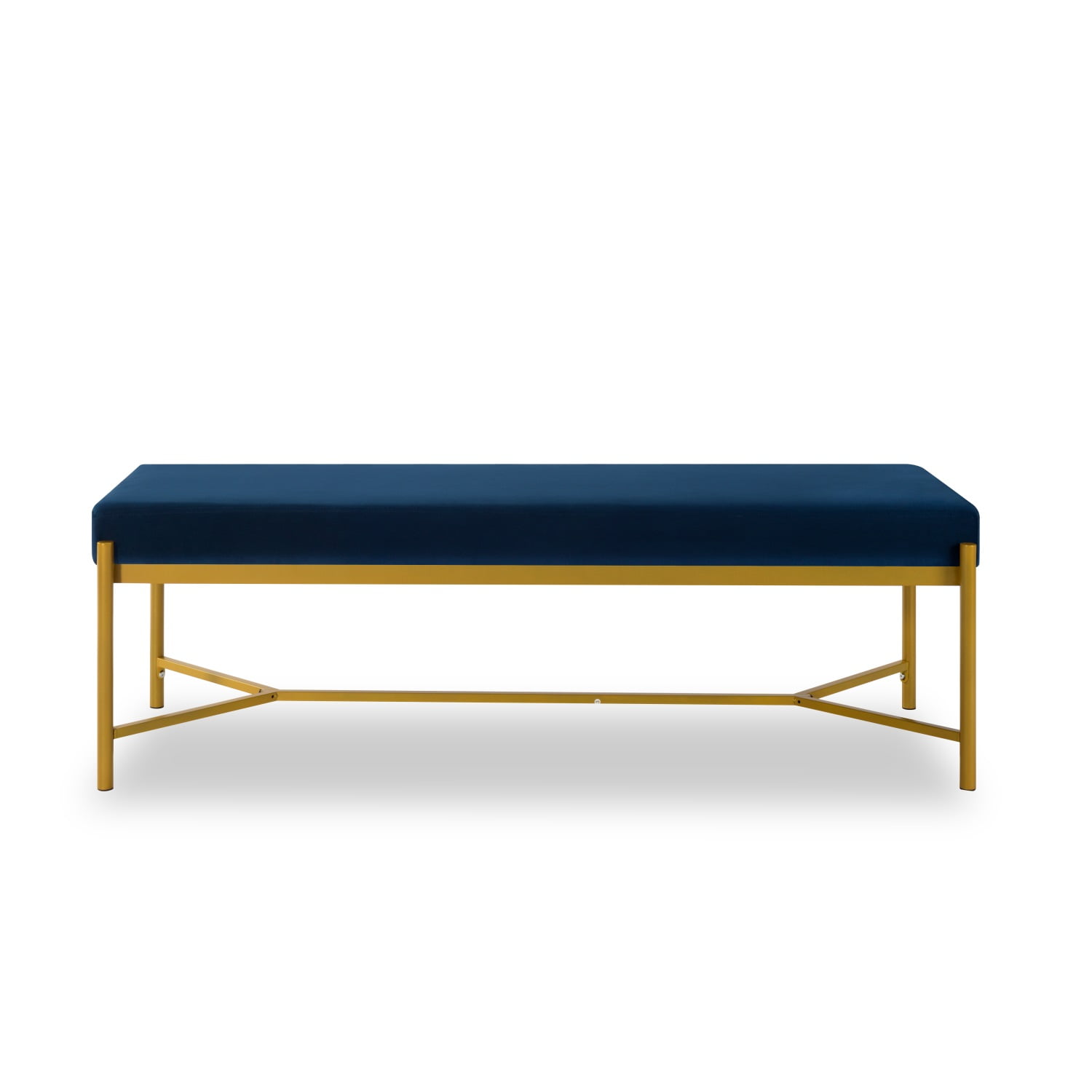 Kadyn Long Upholstered Bench, Metal Entryway Bench for Bedroom, Modern Velvet End of Bed Bench for Entryway, Navy Blue Kadyn Long Upholstered Bench, Metal Entryway Bench for Bedroom, Modern Velvet End of Bed Bench for Entryway, Navy Blue