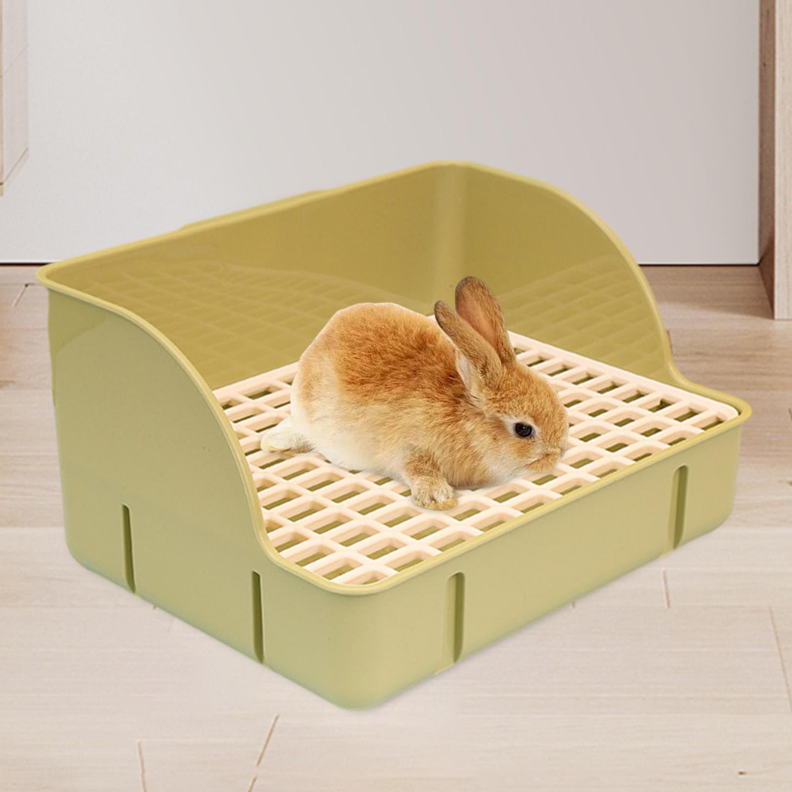 Menolana Rabbit Corner Litter Pan 29x22x15.5cm Potty Trainer Corner Toilet Box for Guinea Pigs Chinchillas Cage Accessories green pp mesh