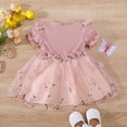 thumbnail image 3 of Baby Girl Ruffle Short Sleeve Lace Tutu Princess Dress Toddler Kids Party Birthday Dresses, 3 of 5